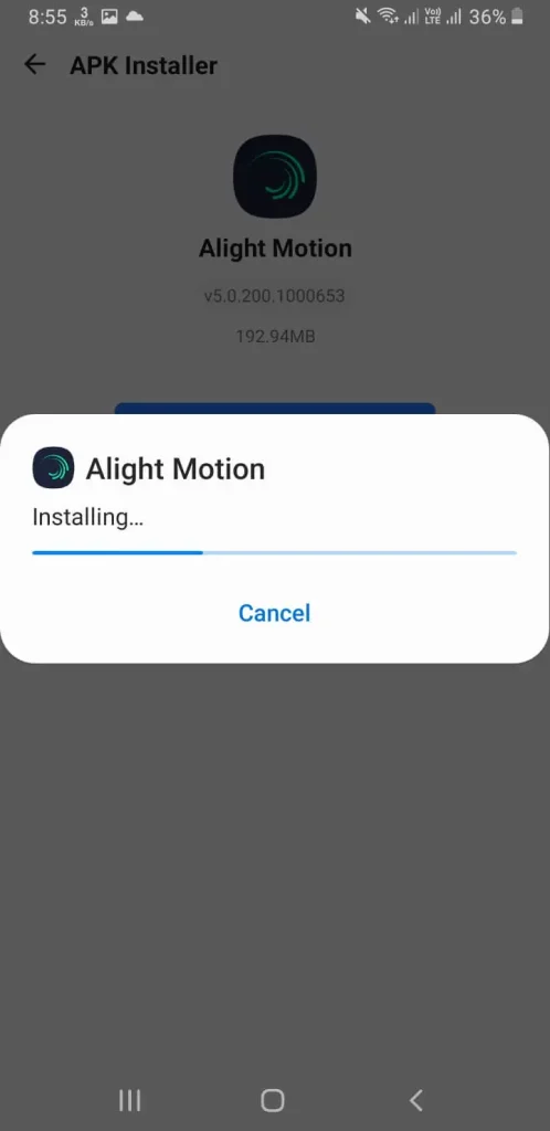 alight motion install step 3